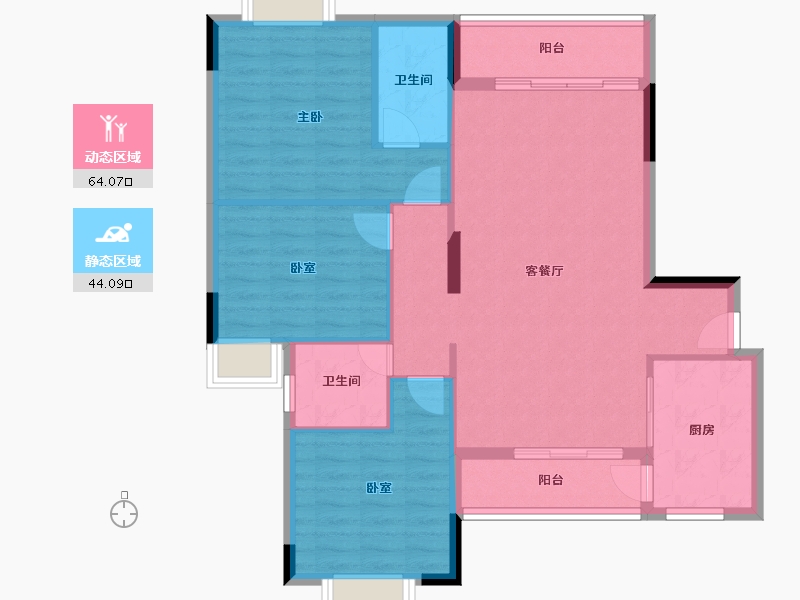 广东省-清远市-碧桂园云璟-98.50-户型库-动静分区