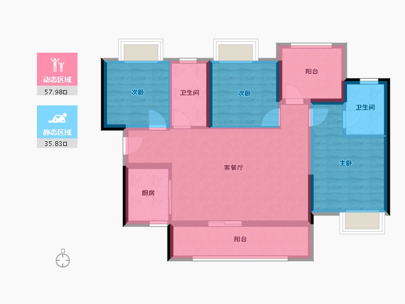 广东省-惠州市-新城香悦澜山-83.16-户型库-动静分区