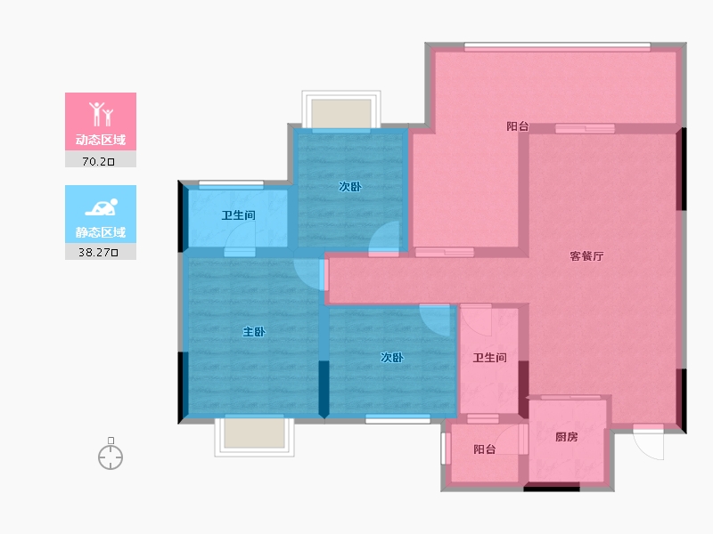 四川省-成都市-绛溪里-96.50-户型库-动静分区