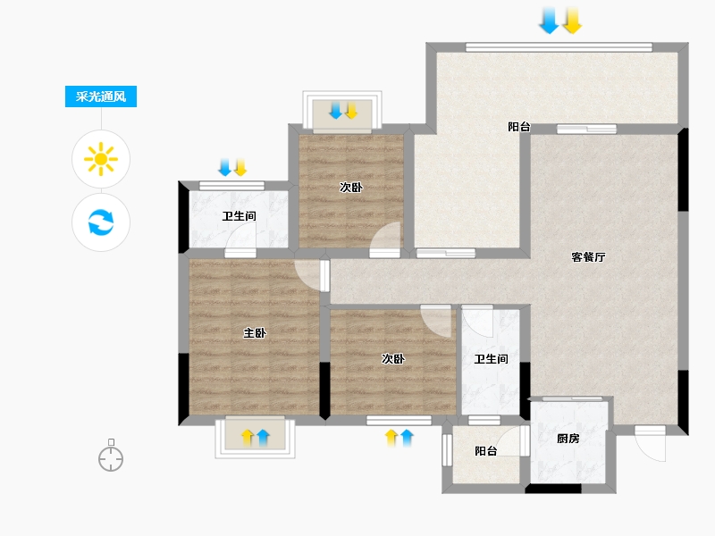 四川省-成都市-绛溪里-96.50-户型库-采光通风