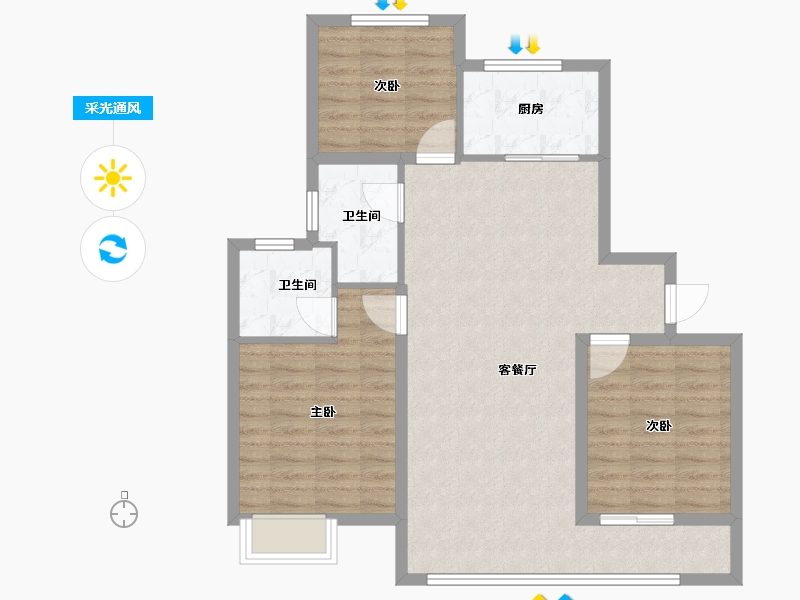 河北省-邯郸市-天正君悦府二期-87.00-户型库-采光通风