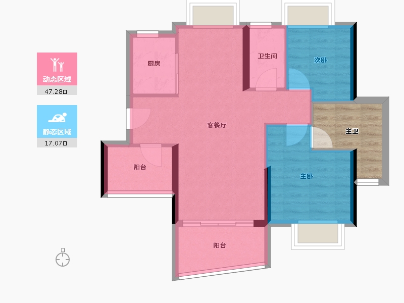 广东省-佛山市-新明珠江畔明珠-63.06-户型库-动静分区