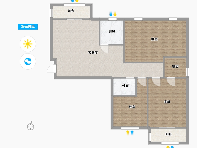 福建省-福州市-象峰新苑-106.23-户型库-采光通风