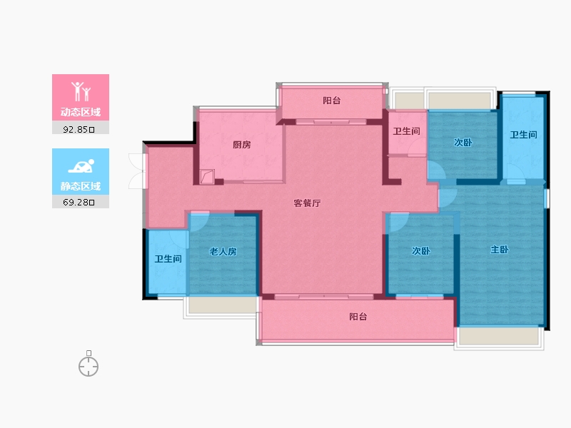 广东省-东莞市-万科中天·世纪水岸-146.24-户型库-动静分区