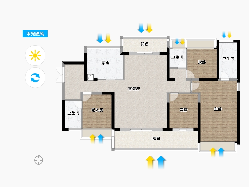 广东省-东莞市-万科中天·世纪水岸-146.24-户型库-采光通风