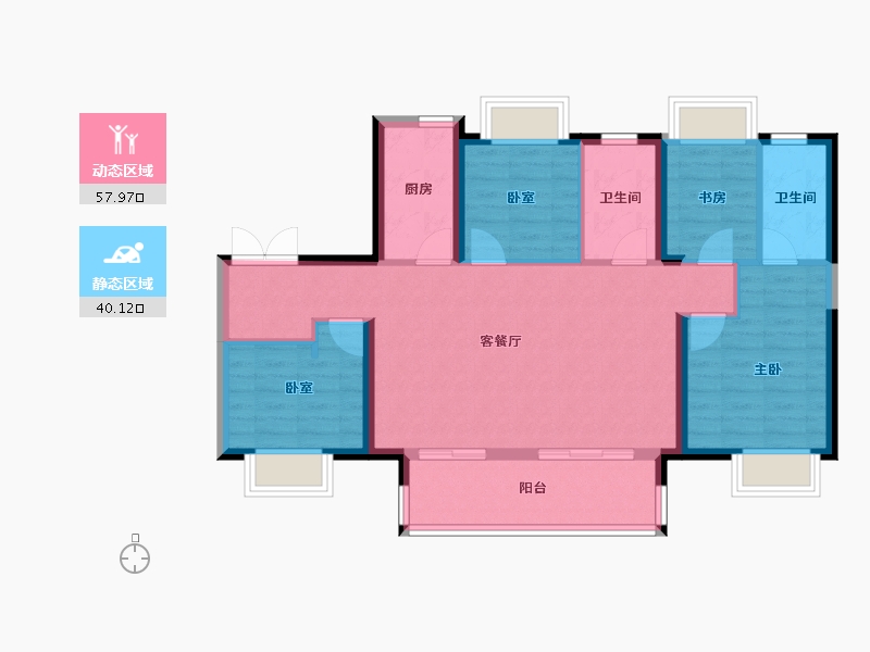 湖北省-武汉市-武汉城建悦享湖璟-88.02-户型库-动静分区