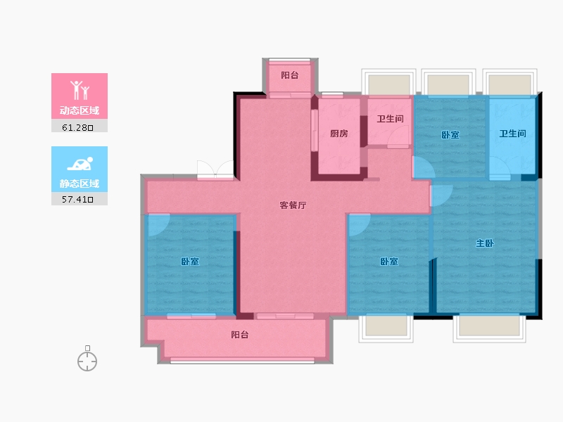 湖北省-荆州市-保利公园壹号-107.05-户型库-动静分区