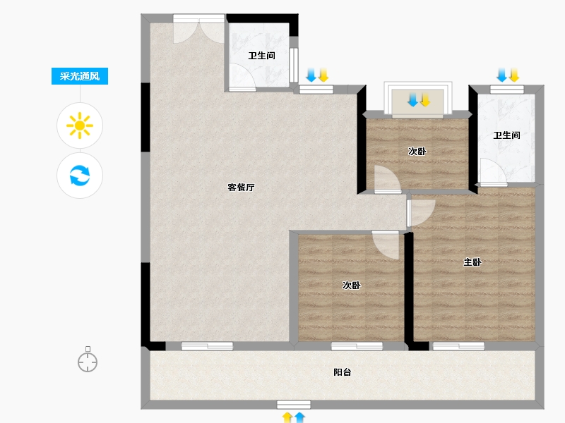 湖北省-孝感市-民邦·璞樾-101.49-户型库-采光通风