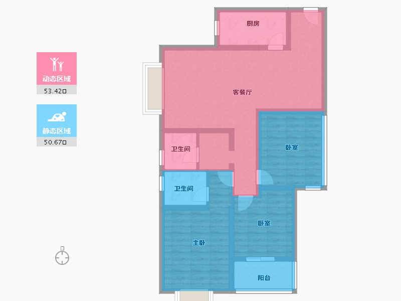 陕西省-宝鸡市-鸿德·凤仪国际-92.00-户型库-动静分区