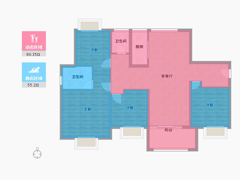 云南省-大理白族自治州-大华锦绣华城-103.82-户型库-动静分区