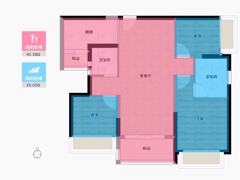 广东省-深圳市-宏发悦见公园里-64.83-户型库-动静分区