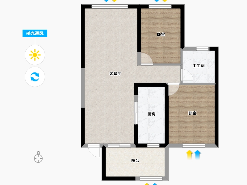 青海省-西宁市-中交·长盈华府-74.41-户型库-采光通风