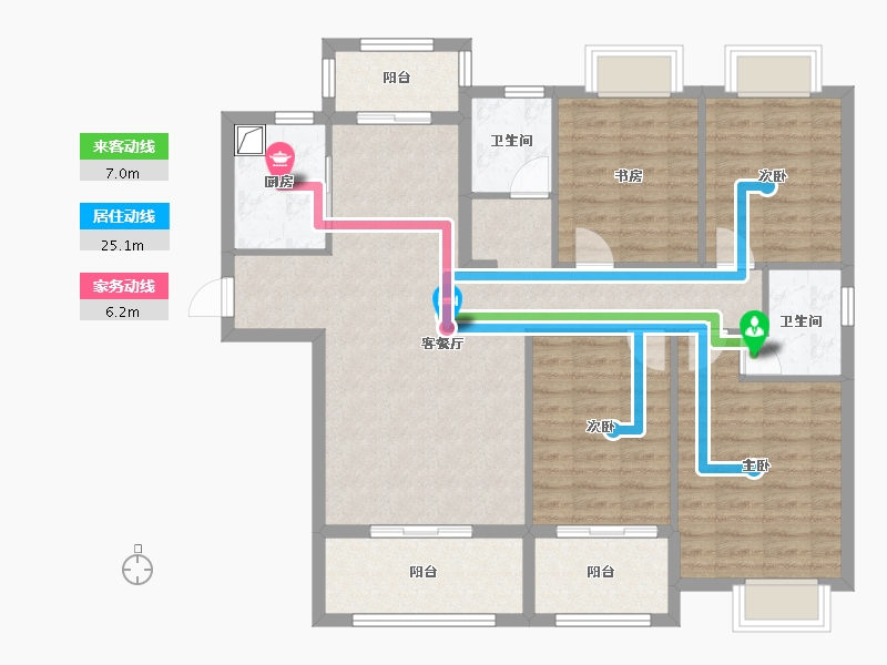 湖北省-咸宁市-藏龙府邸-107.20-户型库-动静线