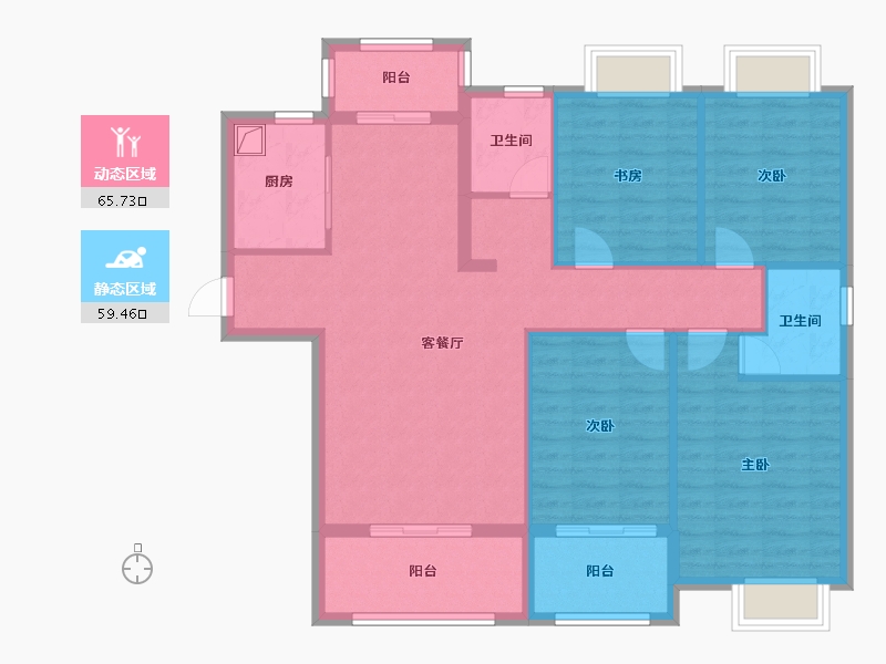 湖北省-咸宁市-藏龙府邸-107.20-户型库-动静分区