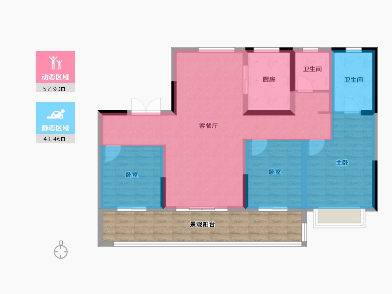 陕西省-咸阳市-明丰·雲庐-107.76-户型库-动静分区