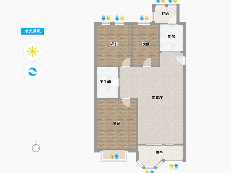 天津-天津市-道俊华园-92.80-户型库-采光通风