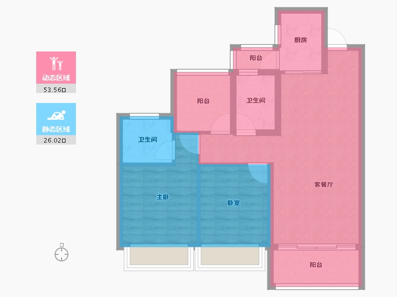 广东省-惠州市-茂基华亭-70.65-户型库-动静分区