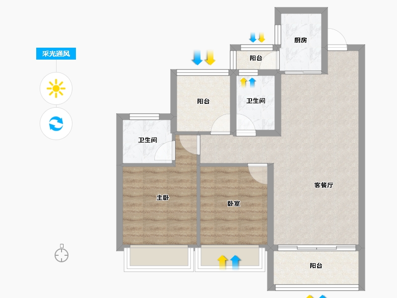 广东省-惠州市-茂基华亭-70.65-户型库-采光通风