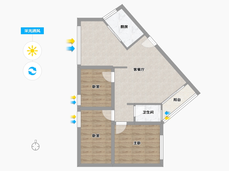 广东省-深圳市-东安花园-63.58-户型库-采光通风