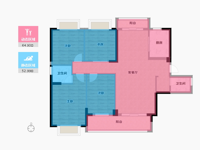 贵州省-六盘水市-星筑·中央公园-106.21-户型库-动静分区