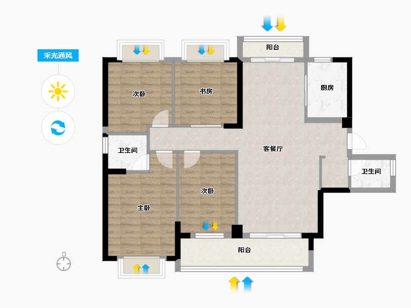 贵州省-六盘水市-星筑·中央公园-106.21-户型库-采光通风