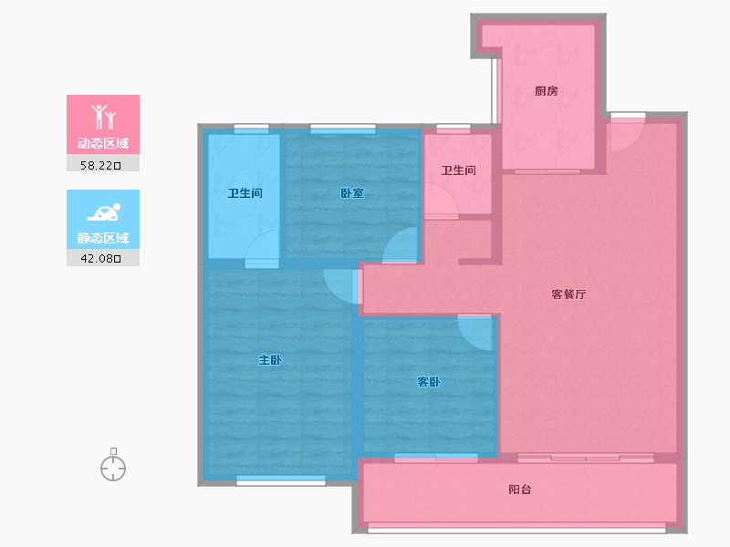 陕西省-榆林市-臻悦府-90.41-户型库-动静分区