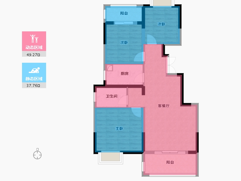 河南省-郑州市-佳源名门橙邦-77.60-户型库-动静分区