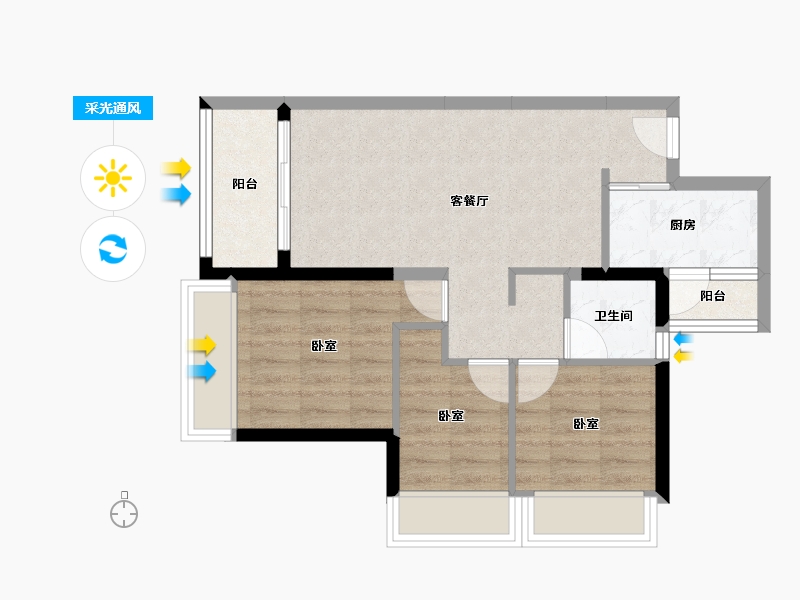 广东省-深圳市-宏发悦见公园里-59.06-户型库-采光通风