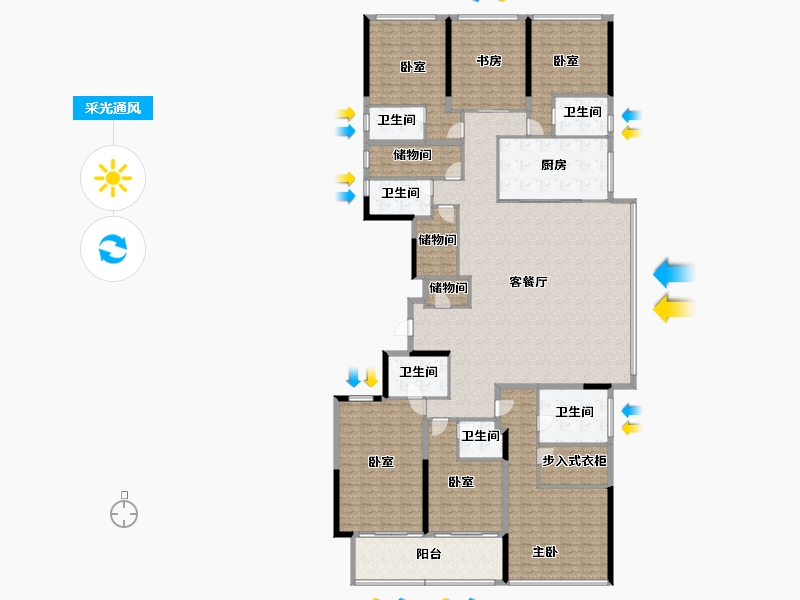 浙江省-杭州市-滨江揽潮华庭-302.46-户型库-采光通风