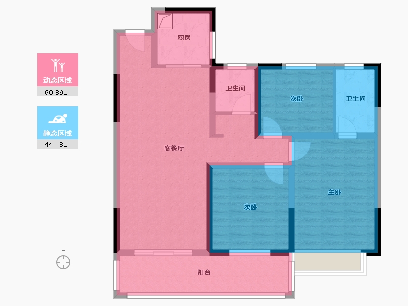 云南省-曲靖市-龙园小区-94.40-户型库-动静分区