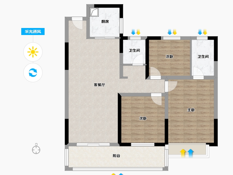 云南省-曲靖市-龙园小区-94.40-户型库-采光通风