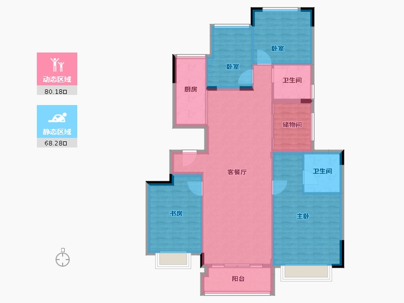 浙江省-湖州市-恒大林溪竹语-136.00-户型库-动静分区