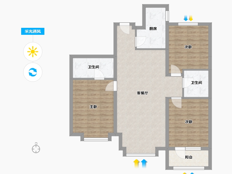 河北省-张家口市-新明轩小区-98.00-户型库-采光通风