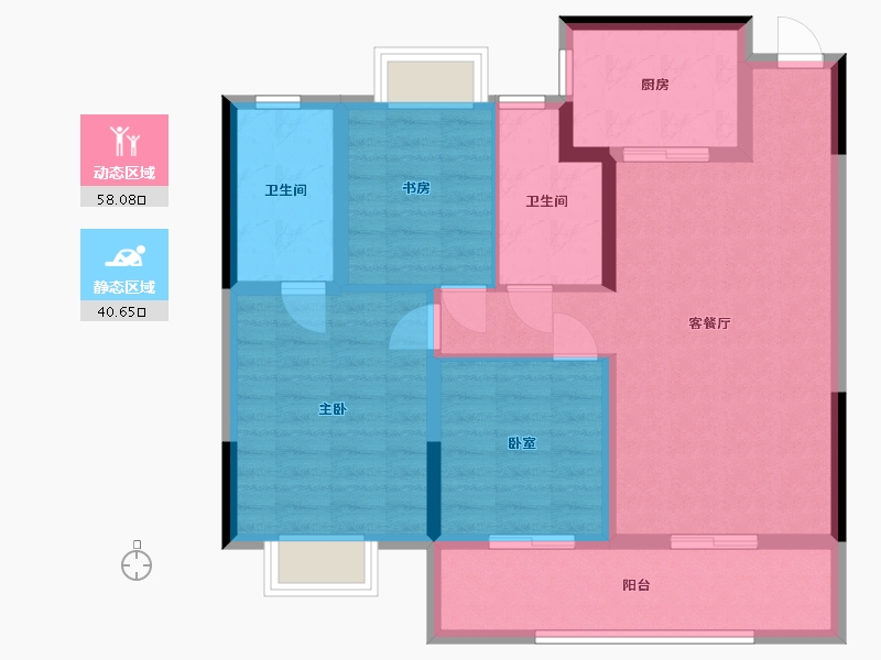 江苏省-南京市-新生圩宝龙广场-87.94-户型库-动静分区