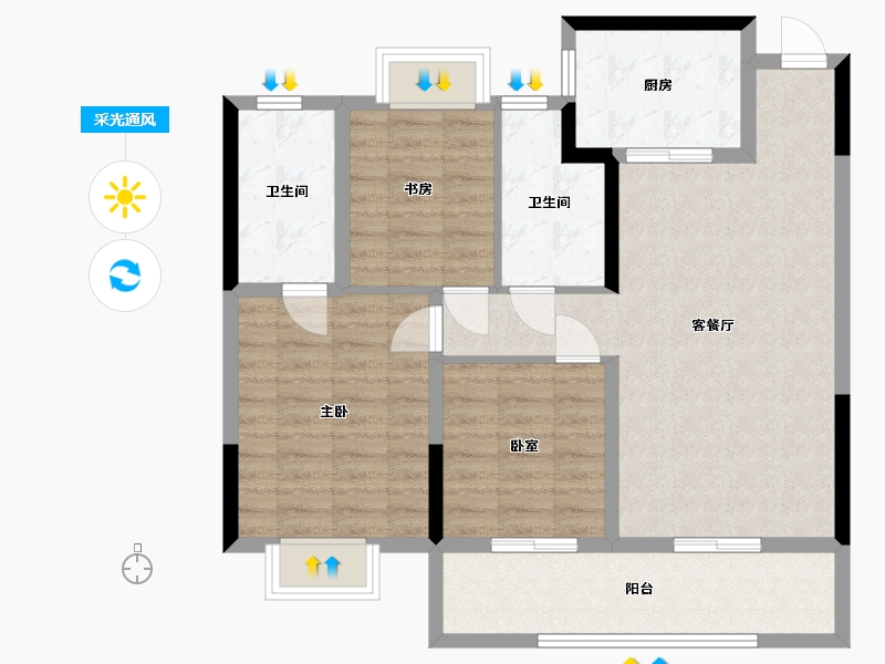 江苏省-南京市-新生圩宝龙广场-87.94-户型库-采光通风