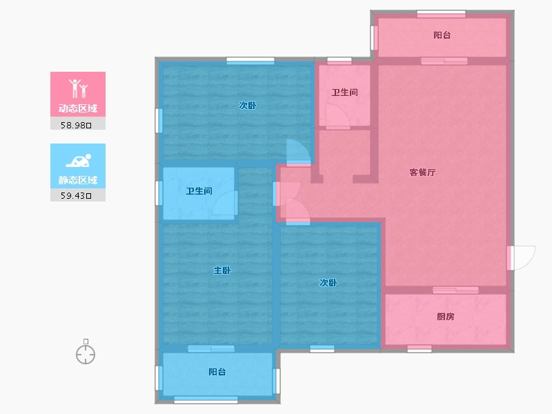 陕西省-宝鸡市-鸿德·凤仪国际-105.04-户型库-动静分区