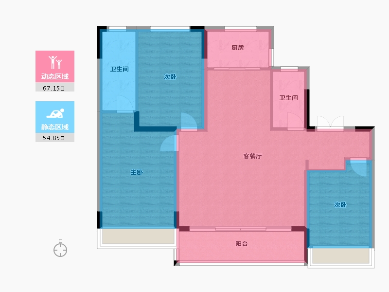 山东省-潍坊市-中房爱悦城鸿府-111.20-户型库-动静分区