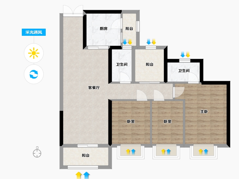 广东省-广州市-新世界云耀-88.27-户型库-采光通风