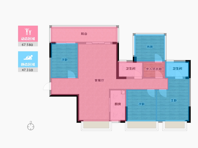 广西壮族自治区-南宁市-北投荷院-92.00-户型库-动静分区