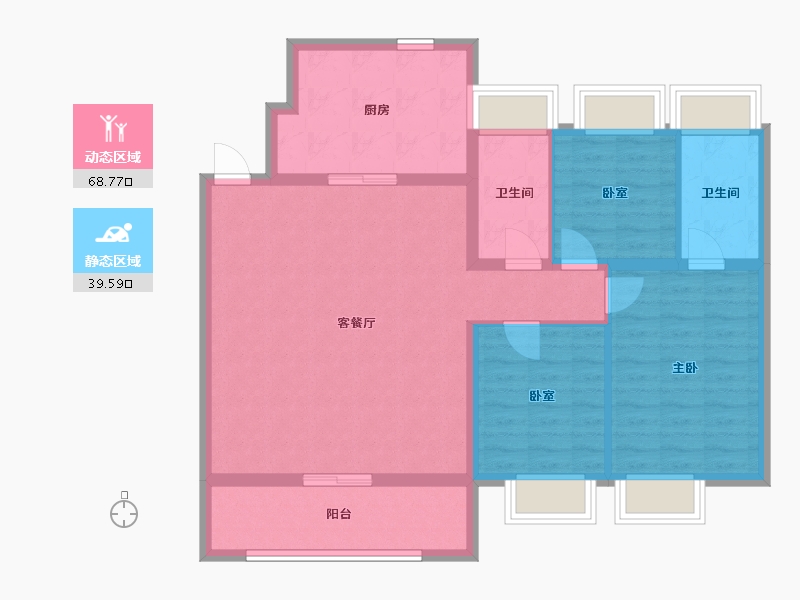 江苏省-苏州市-澄阳四季云庭-97.69-户型库-动静分区