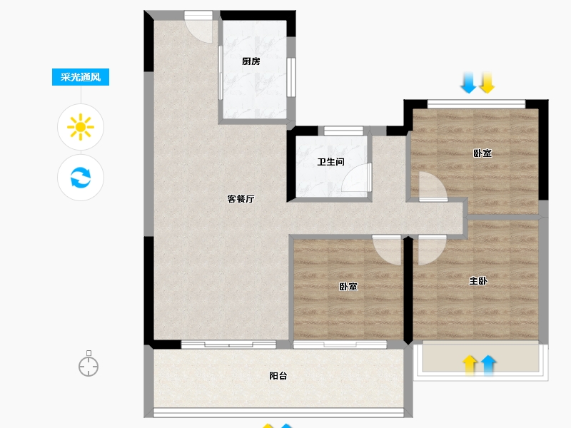 江苏省-泰州市-龙信骏园-77.60-户型库-采光通风