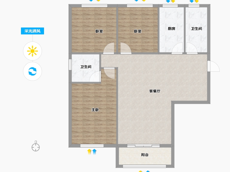 陕西省-宝鸡市-鸿德·凤仪国际-115.20-户型库-采光通风