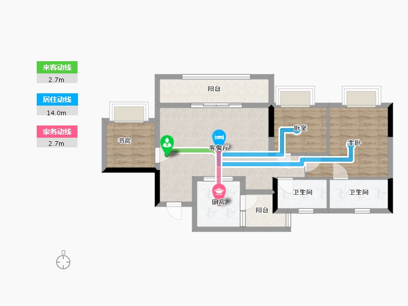 重庆-重庆市-中国铁建山语桃源-73.69-户型库-动静线