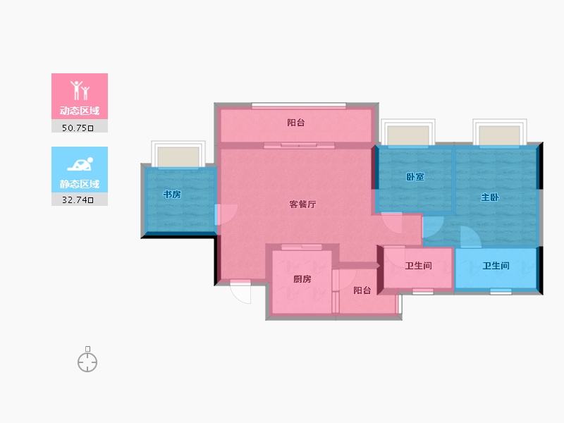 重庆-重庆市-中国铁建山语桃源-73.69-户型库-动静分区