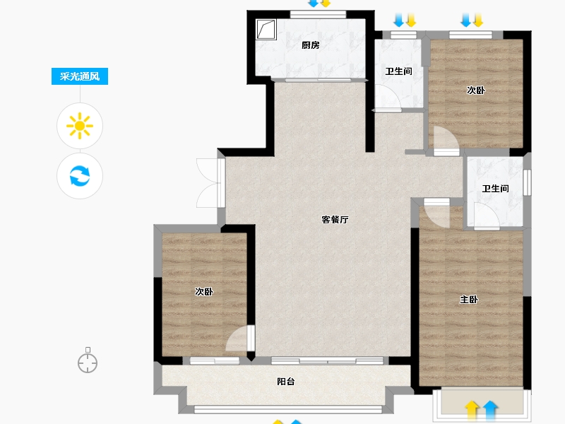 河北省-石家庄市-城发投·云歌朗樾-99.52-户型库-采光通风