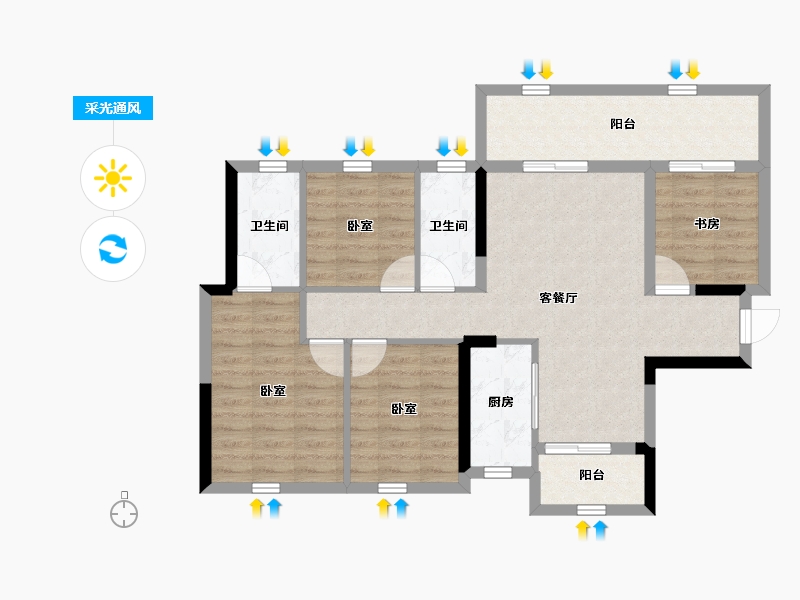 广西壮族自治区-南宁市-保利锦上-85.43-户型库-采光通风