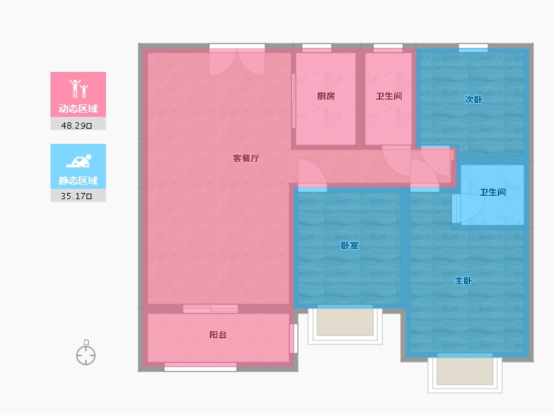 甘肃省-临夏回族自治州-璟瑜园小区-88.80-户型库-动静分区