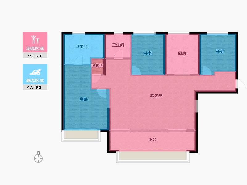 甘肃省-兰州市-万科水晶城-112.00-户型库-动静分区