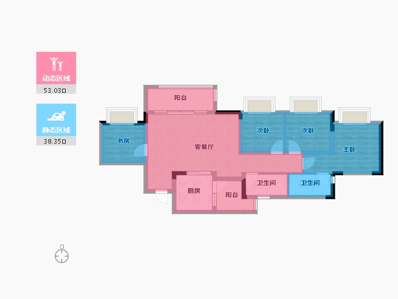 重庆-重庆市-中国铁建山语桃源-80.25-户型库-动静分区