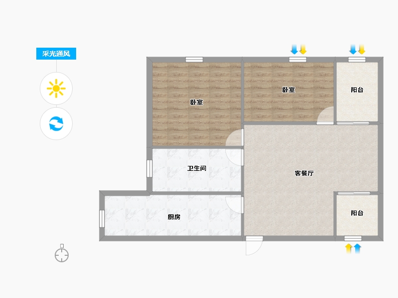 广东省-深圳市-鹏兴花园(二期)-85.83-户型库-采光通风